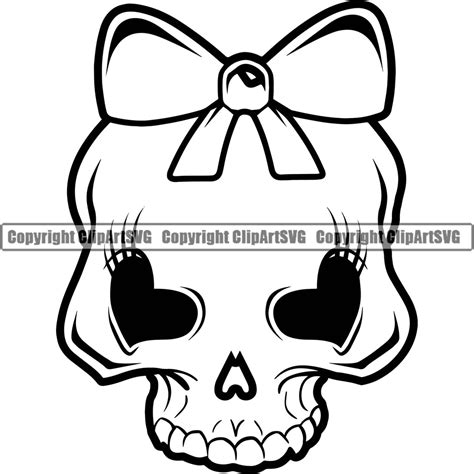 Printable Skull With Bow Stencil