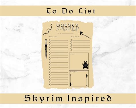 Printable Skyrim Quests Checklist