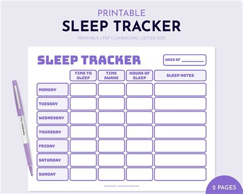Printable Sleep Tracker Template