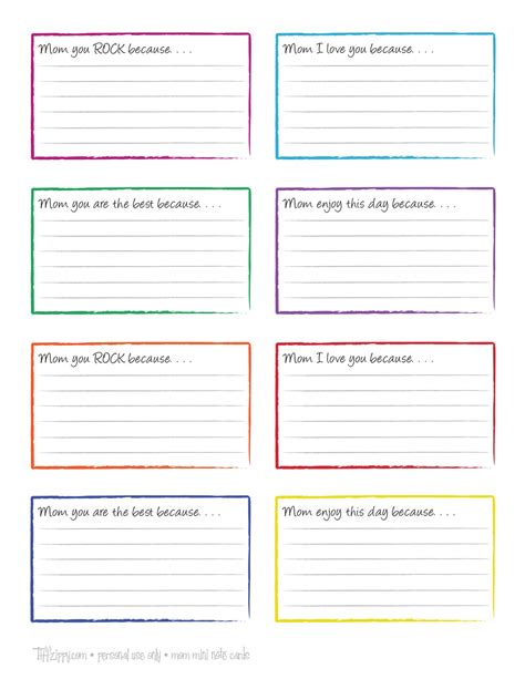 Printable Small Note Cards
