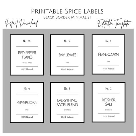 Printable Small Spice Label