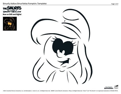 Printable Smurfette Pumpkin Stencil