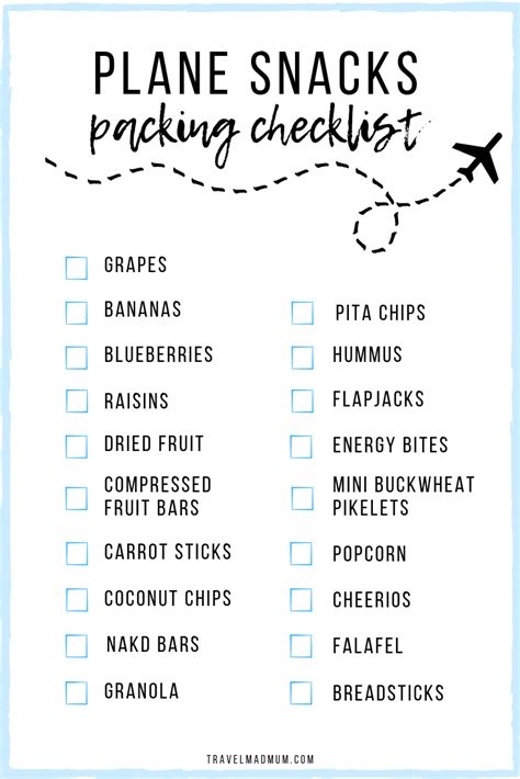 Printable Snacks For Plane