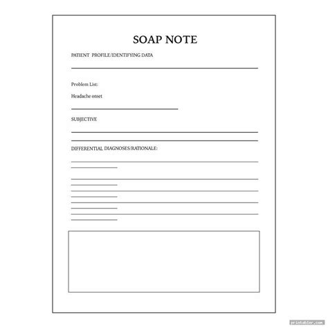 Printable Soap Note Template Counseling