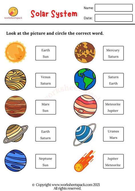 Printable Solar System Worksheets Pdf