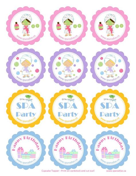 Printable Spa Cupcake Toppers