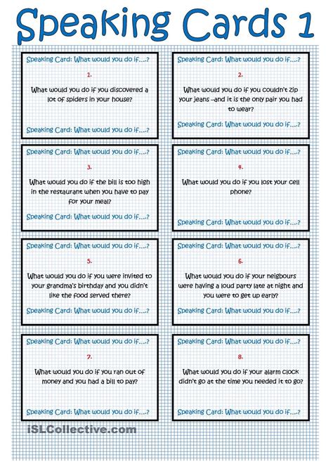 Printable Speakout Cards