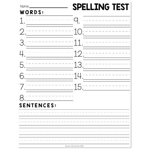 Printable Spelling Test Papers For 15 Words