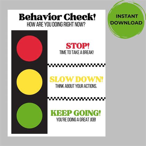 Printable Stop Light Behavior Chart