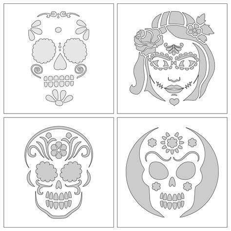 Printable Sugar Skull Stencil Template