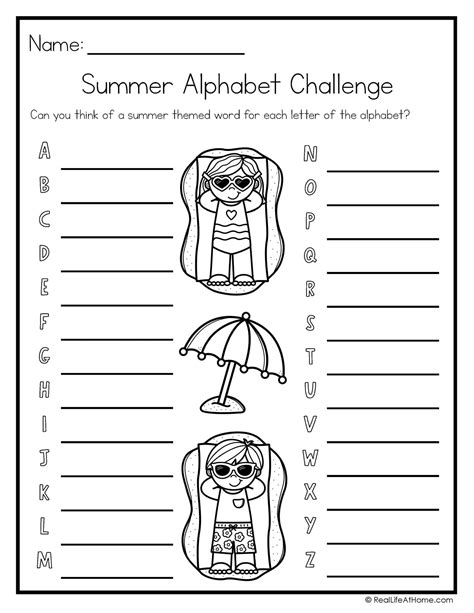 Printable Summer School Worksheets