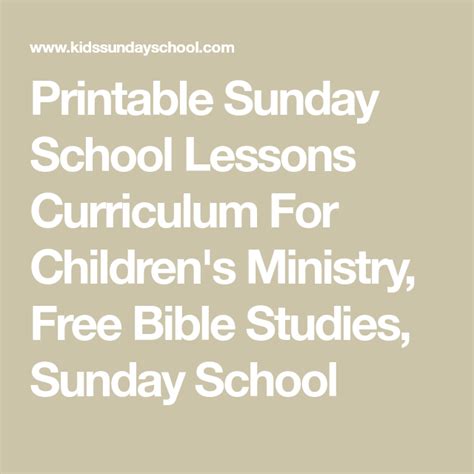 Printable Sunday School Lessons