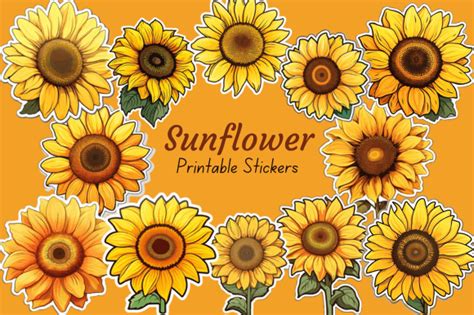 Printable Sunflower Stickers