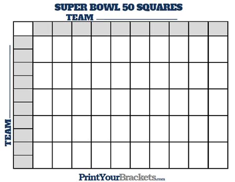 Printable Super Bowl Squares 50