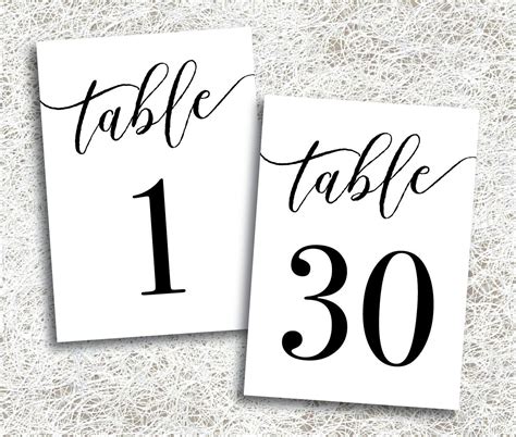 Printable Table Numbers 1 30