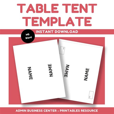 Printable Table Tents Template