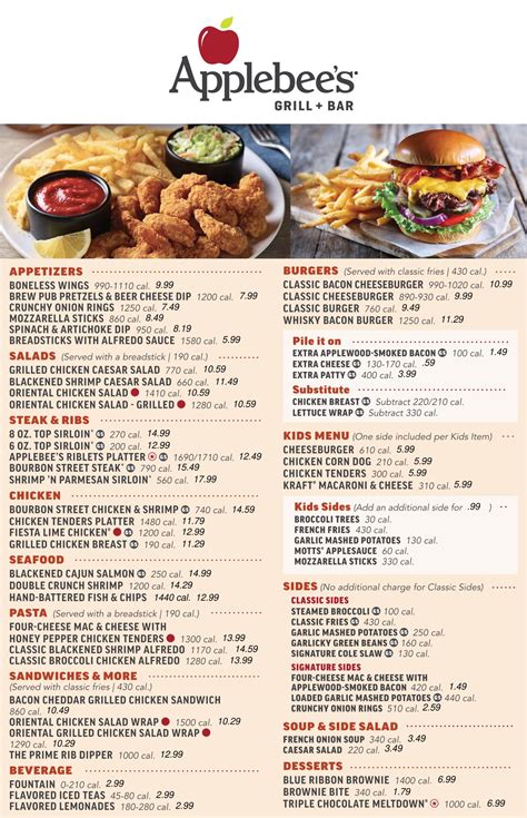 Printable Take Out Menu Applebees
