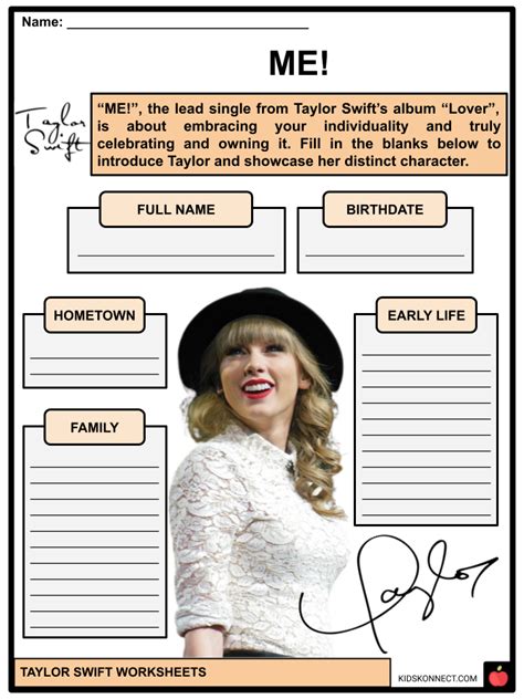 printable taylor swift quiz worksheet