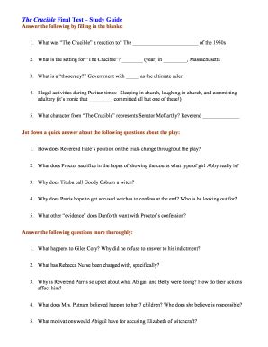 Printable Test For The Crucible