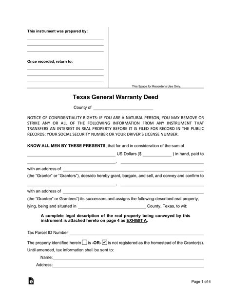 Printable Texas Warranty Deed Form: Everything You Need To Know