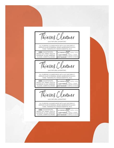 Printable Thieves Cleaner Label