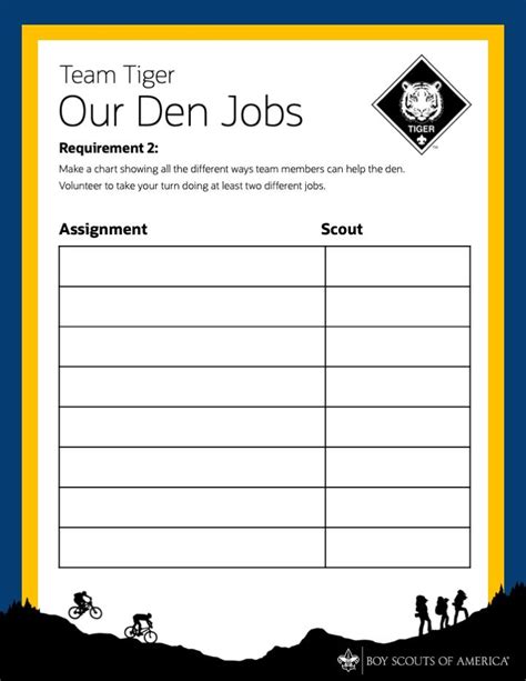 Printable Tiger Duty Chart