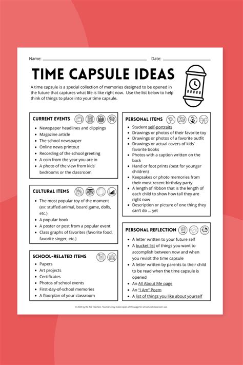 Printable Time Capsule For Teens