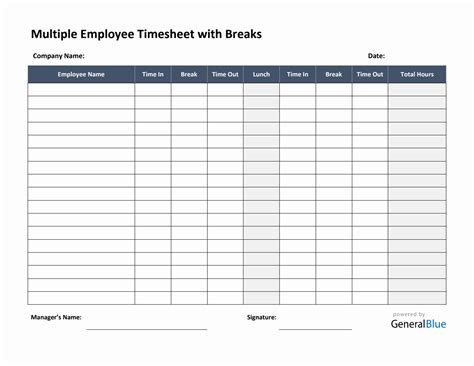 Printable Timesheet With Multiple In And Outs
