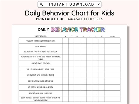 Printable Tracking Chart For Kids
