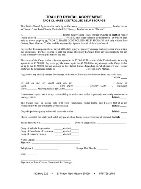 Printable Trailer Rental Agreement: Everything You Need To Know