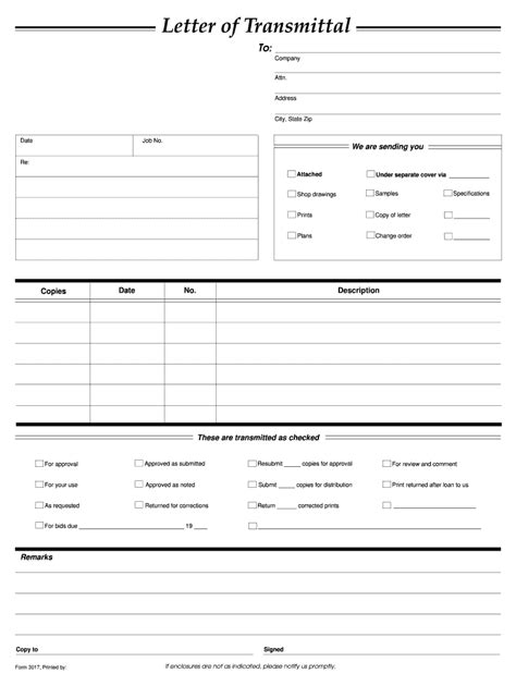 Printable Transmittal Form