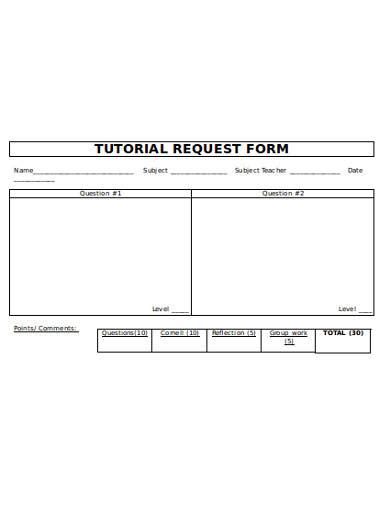 Printable Tutorial Request Form Pdf