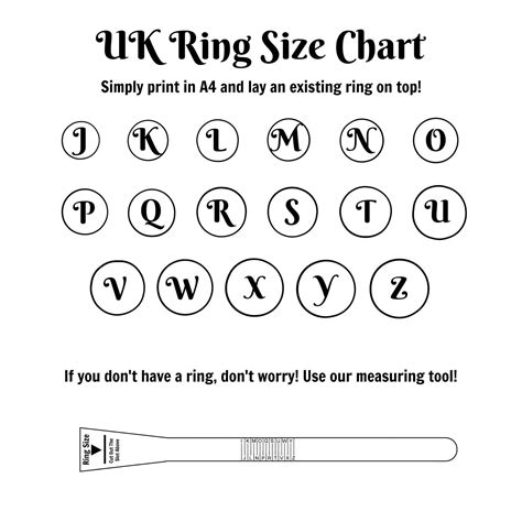 Printable Uk Ring Size Chart