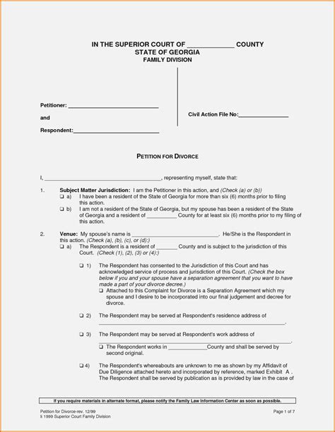 Printable Uncontested Divorce Papers Georgia