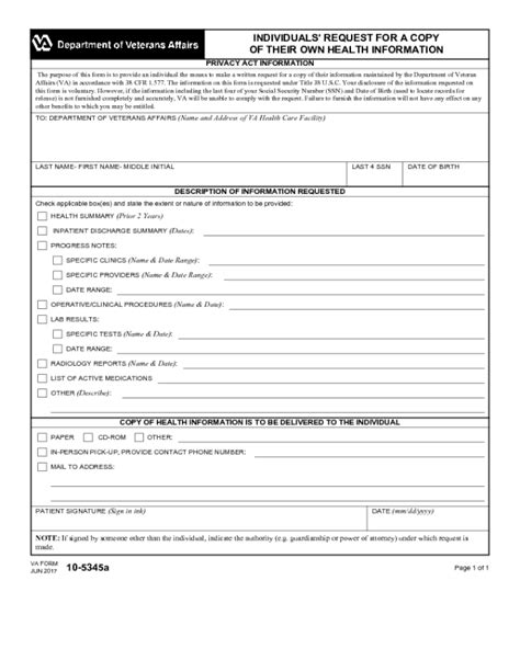 Printable Va Form 10 5345A