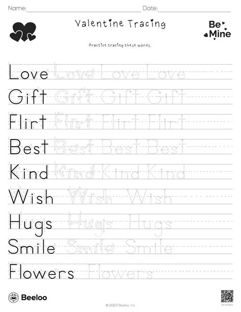 Printable Valentine Letter Practice
