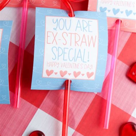 Printable Valentines With Straw