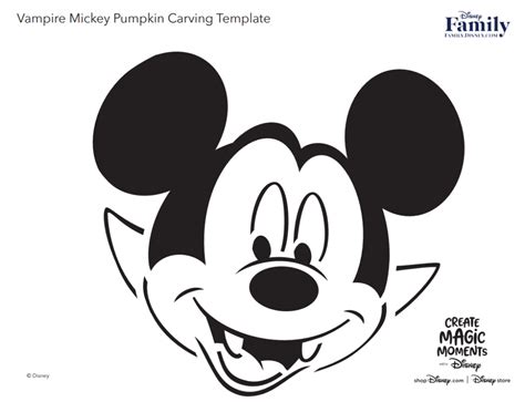 Printable Vampire Mickey Pumpkin Stencil