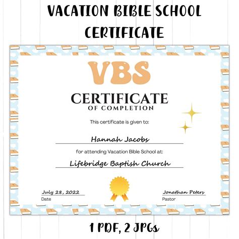 Printable Vbs Certificates Free