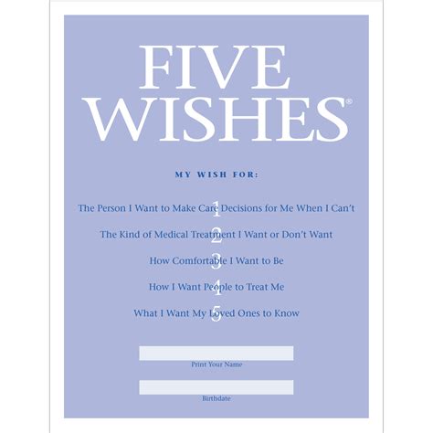 Printable Version Of 5 Wishes