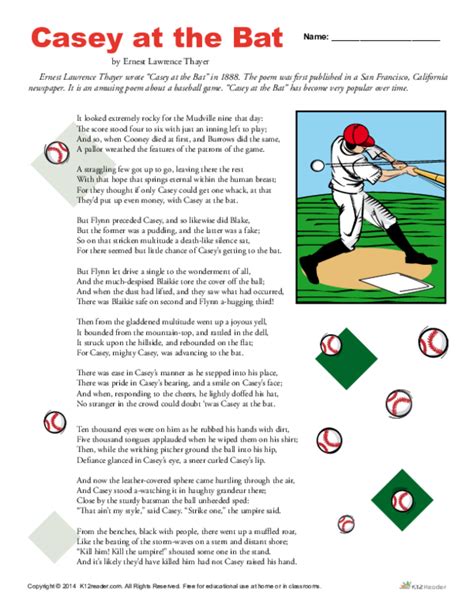 Printable Version Of Casey At Bat