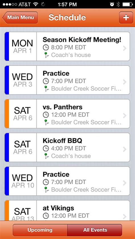 Printable Version Of Schedule On Teamsnap