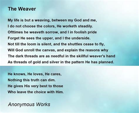 Printable Version Of The Weaver Poem