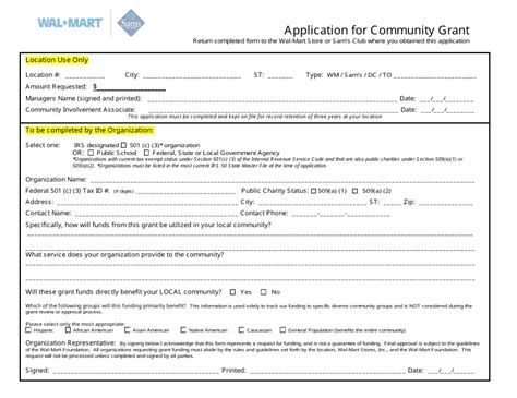 Printable Version Of Walmart Community Grant