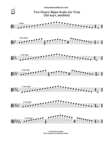 Printable Viola 2 Octave Scales