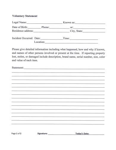 Printable Voluntary Statement Form