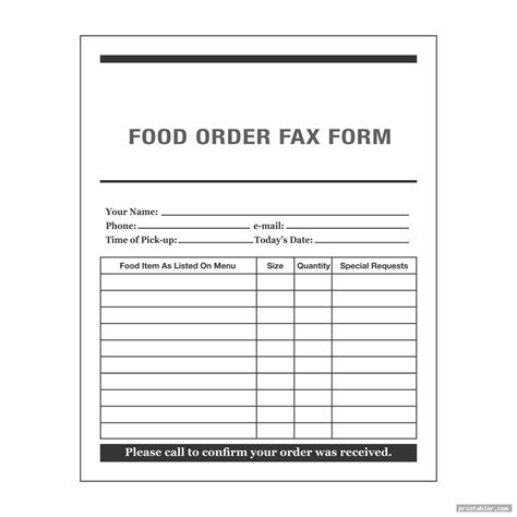 Printable Waitress Order Pad