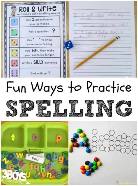 Printable Ways To Practice Spelling Words
