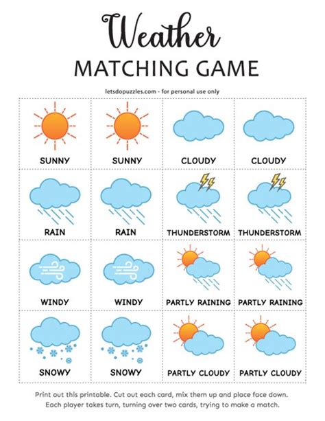 Printable Weather Matching Game