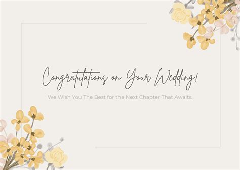 Printable Wedding Congratulations Card Template